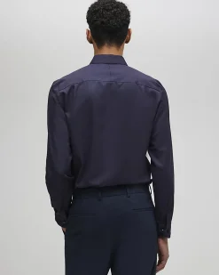 Navy Slim Fit Premium Cotton Blend Shirt