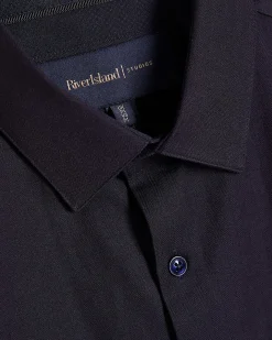 Navy Slim Fit Premium Cotton Blend Shirt