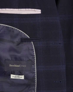 Navy Slim Fit Stretch Check Suit Jacket