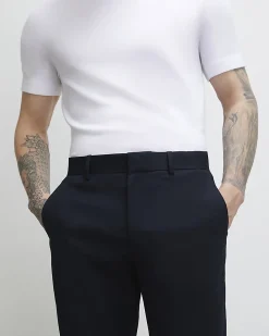 Navy Slim Fit Stretch Chino Trousers