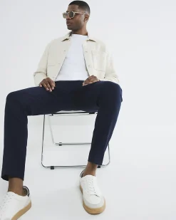 Navy Slim Fit Stretch Chino Trousers