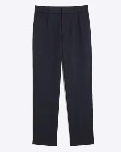 Navy Slim Fit Stretch Textured Trousers