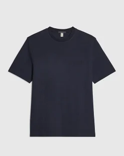Navy Slim Fit Textured Cotton T-Shirt