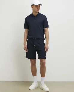 Navy Slim Fit Textured Lightweight Polo Shirt