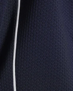Navy Slim Fit Textured Tipped Shorts