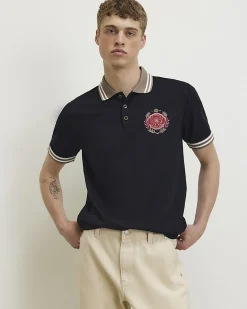Navy Slim Fit Tipped Crest Polo Shirt