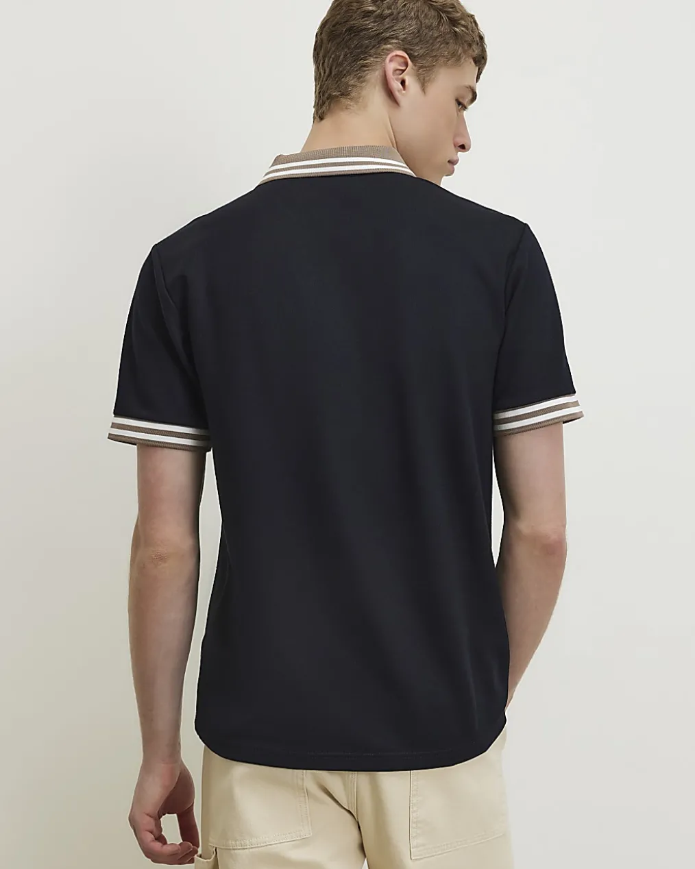Navy Slim Fit Tipped Crest Polo Shirt