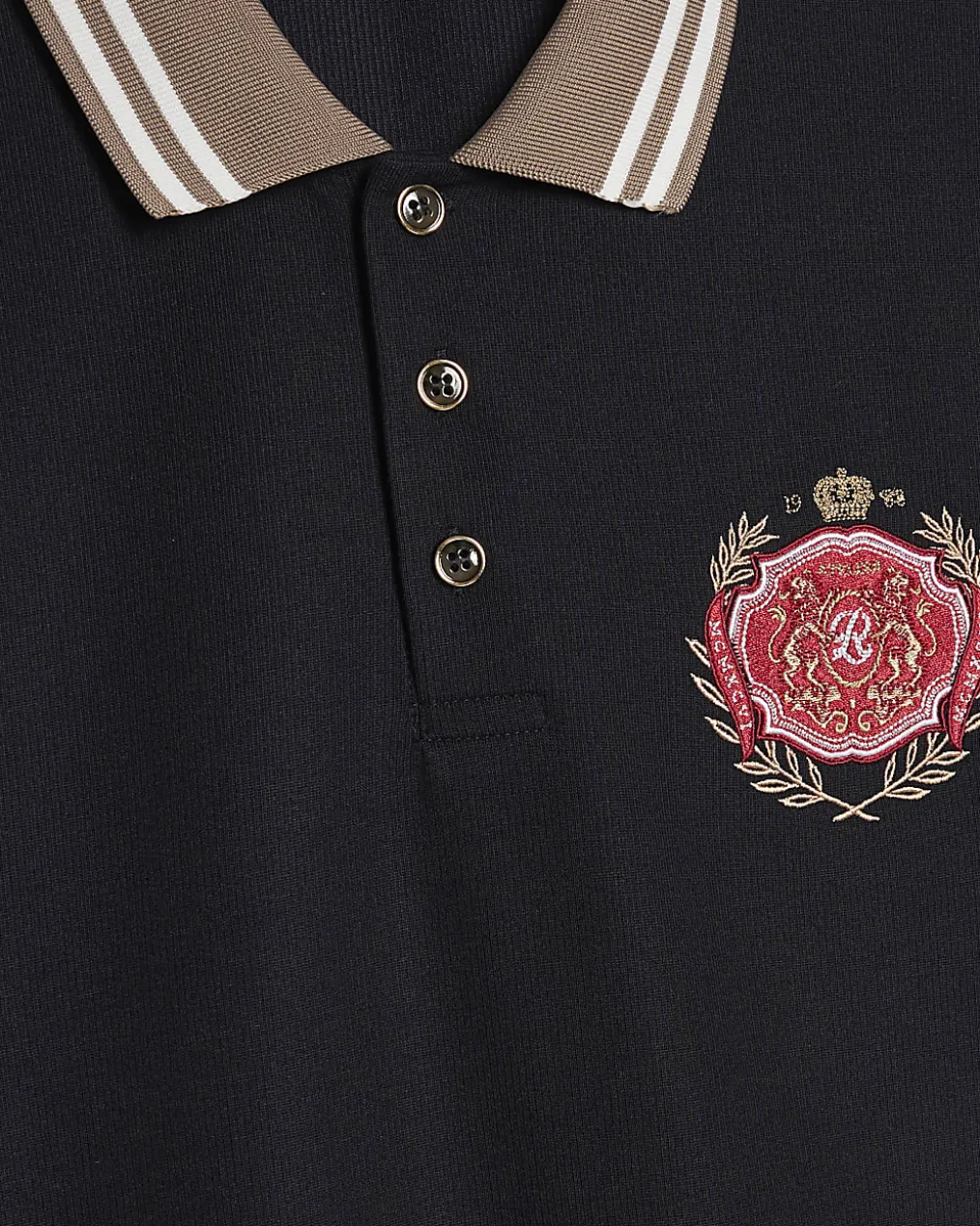 Navy Slim Fit Tipped Crest Polo Shirt