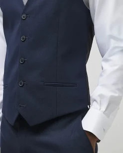 Navy slim fit waistcoat