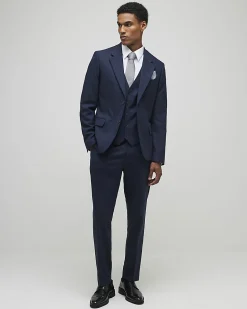 Navy slim fit waistcoat
