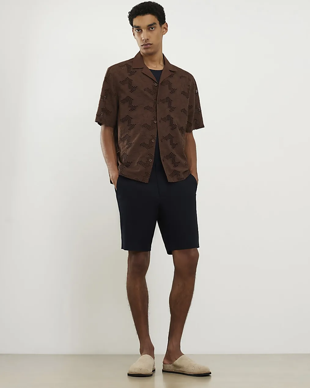 Navy Slim Longer Length Stretch Chino Shorts