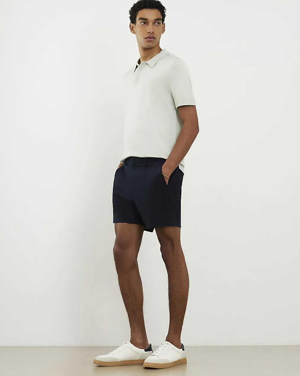 Navy Slim Short Length Stretch Chino Shorts