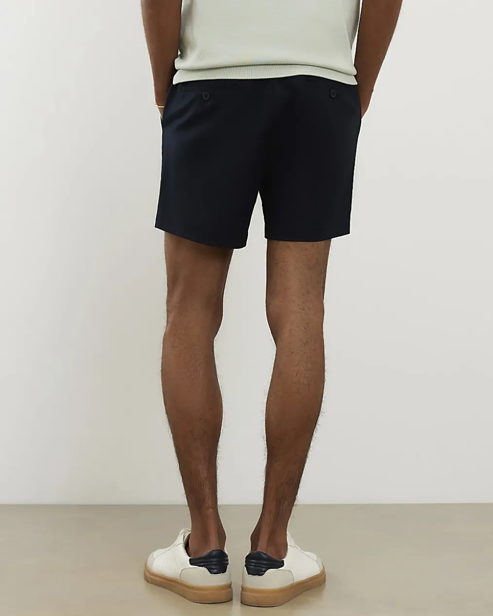 Navy Slim Short Length Stretch Chino Shorts