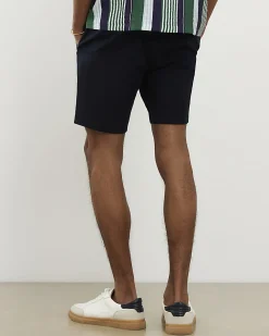 Navy Slim Stretch Chino Short with Belt