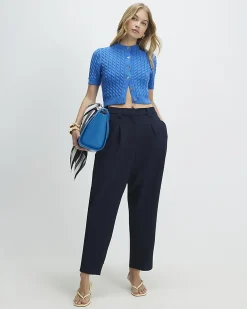 Navy Straight Leg Trousers