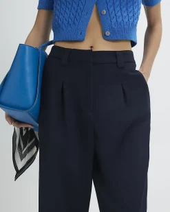 Navy Straight Leg Trousers
