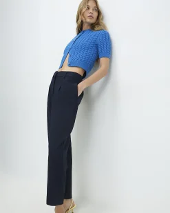 Navy Straight Leg Trousers