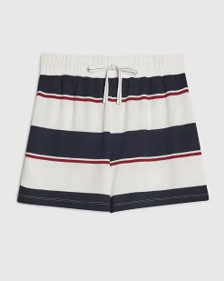 Navy Stripe Textured Shorts