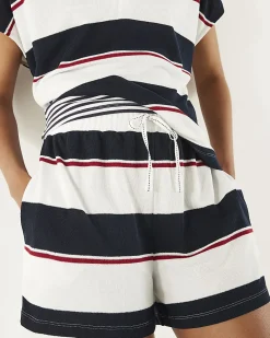 Navy Stripe Textured Shorts