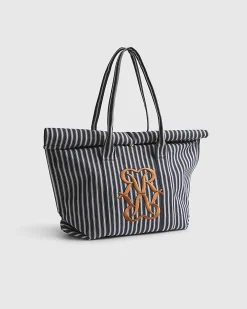 Navy Striped Roll Top Bag