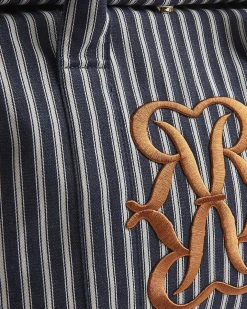 Navy Striped Roll Top Bag