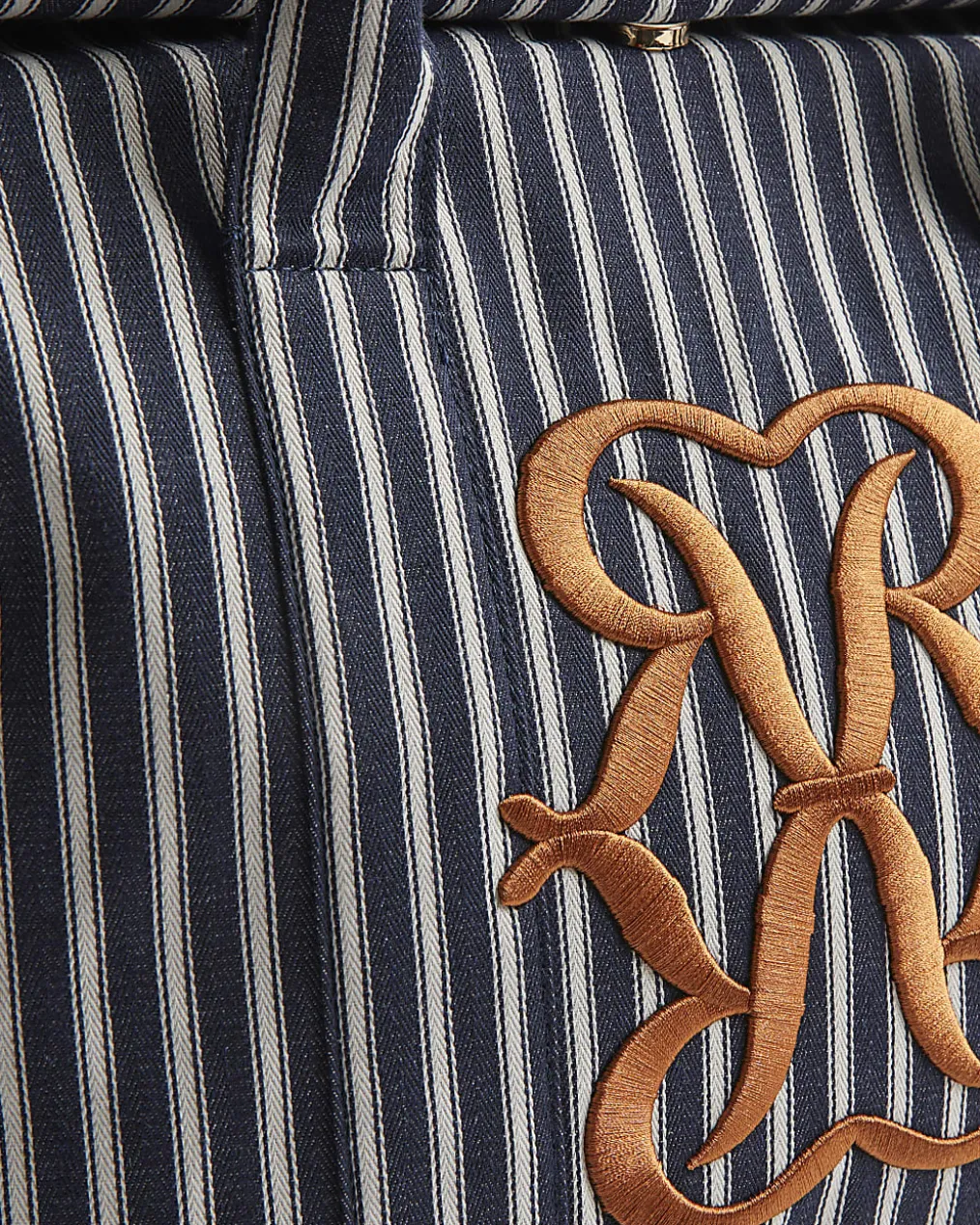 Navy Striped Roll Top Bag