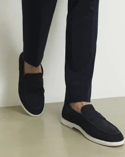 Navy Suede Loafers