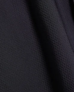 Navy Textured Muscle Fit Long Sleeve Shirt