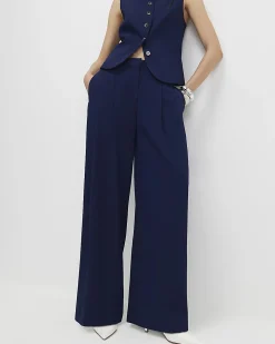 Navy Wide Leg Trousers