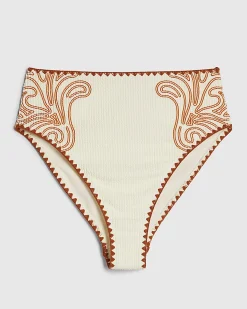 Orange Cornelli Print Bikini Briefs