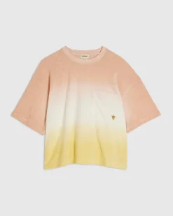 Orange Cotton Blend Ombre Towelling T-shirt