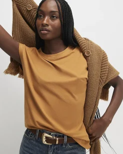 Orange Cotton Grown On Sleeve T-Shirt