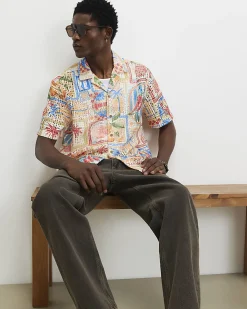 Orange Crochet Lobster Print Shirt