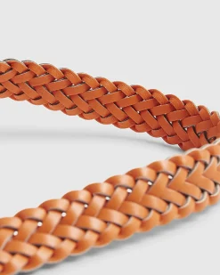 Orange Faux Leather Braided Belt