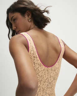 Orange Lace V Neck Cami