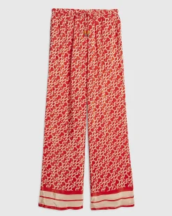 Orange Monogram Print Wide Leg Beach Trousers