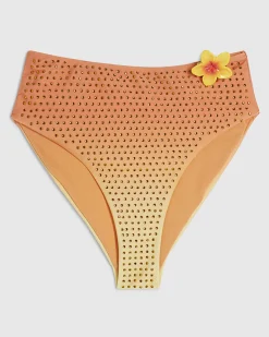 Orange Ombre Floral Embellished Bikini Bottom