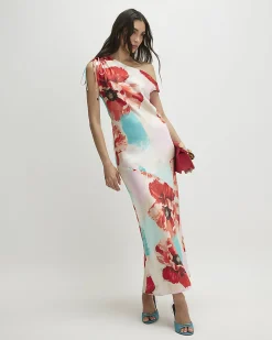 Orange One Shoulder Maxi Dress