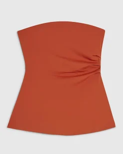 Orange Polyamide Bandeau Top
