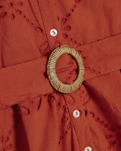 Orange Poplin Broderie Cutwork Playsuit