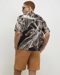 Orange Regular Fit Cross Hatch Shorts