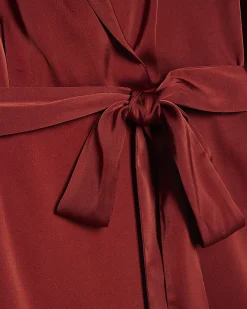 Orange Satin Wrap Front Mini Dress
