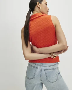 Orange Sleeveless Polo Top