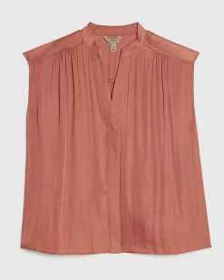 Orange Sleeveless Satin Blouse