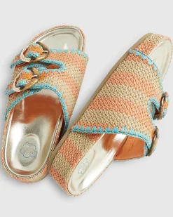 Orange Striped Footbed Sandals