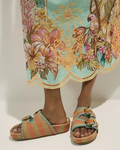 Orange Striped Footbed Sandals