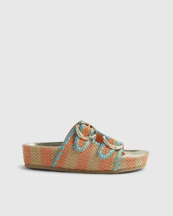 Orange Striped Footbed Sandals