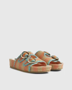 Orange Striped Footbed Sandals