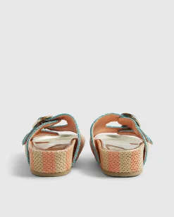 Orange Striped Footbed Sandals