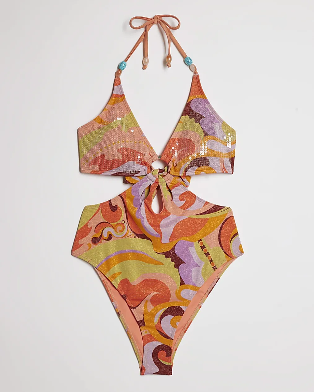 Orange Swirl Glitter Swimsuit